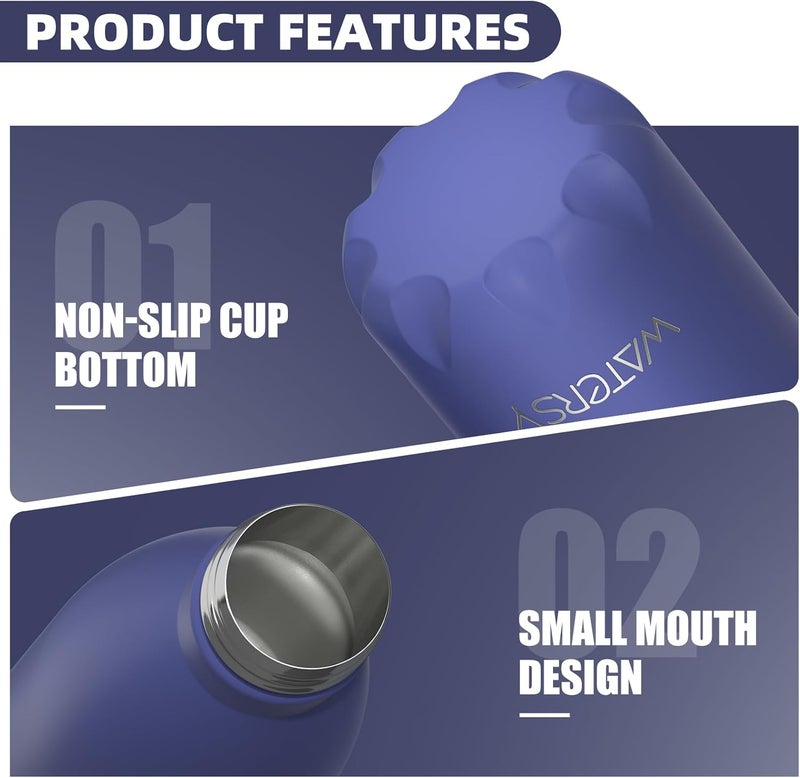 WATERSY Stainless Steel water bottles,17oz/500ml Insulated Water Bottles,Deep Blue metal water bottle Keeps Drink Cold and Hot,BPA Free kids water bottles for School,Gym,Travel,Sports - Image 5